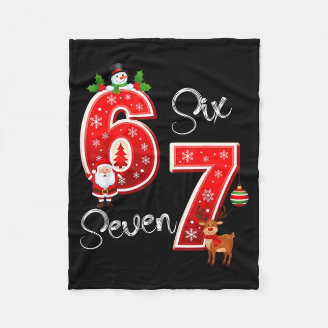 67 Meme Six Seven Christmas Pajamas For Women Men  Fleece Blanket (Front)