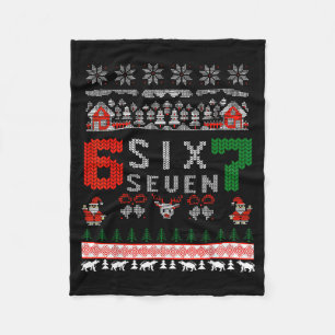 67 Meme Six Seven Christmas Ugly Sweater For Kids Fleece Blanket