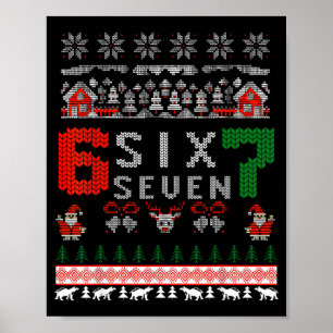 67 Meme Six Seven Christmas Ugly Sweater For Kids  Poster