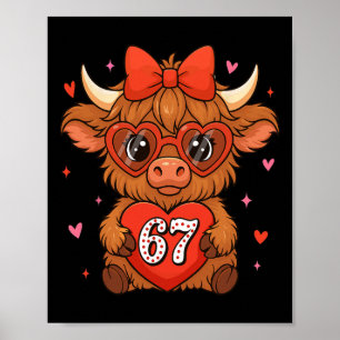 67 Meme Six Seven Cute Valentine Cow Coquette Wome Poster