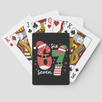 67 Meme Six Seven Elf Christmas Santa Hat Playing Cards