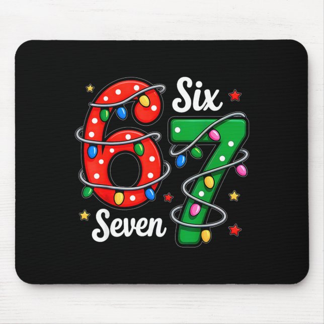 67 Meme Six Seven Funny Christmas Pajamas Boys Gir Mouse Pad (Front)