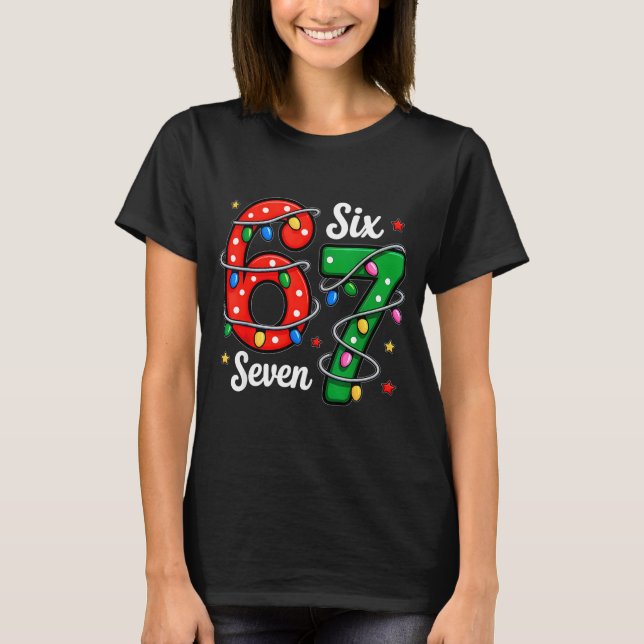67 Meme Six Seven Funny Christmas Pajamas Boys Gir T-Shirt (Front)