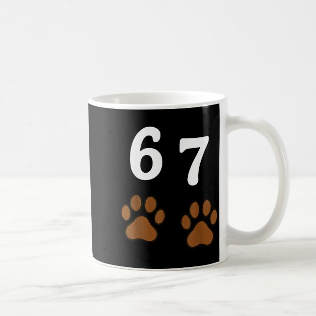 67 Meme Six Seven Funny Dog Paw  Coffee Mug (Right)