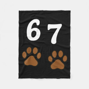 67 Meme Six Seven Funny Dog Paw  Fleece Blanket