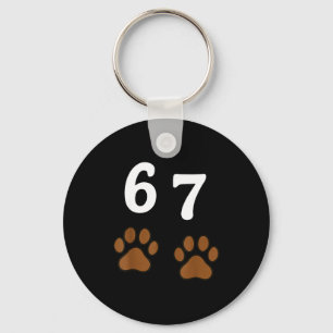 67 Meme Six Seven Funny Dog Paw  Key Ring