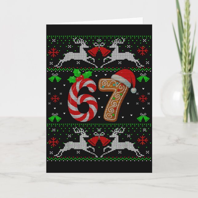 67 Meme Six Seven Funny Ugly Christmas Xmas Sweate Card (Front)