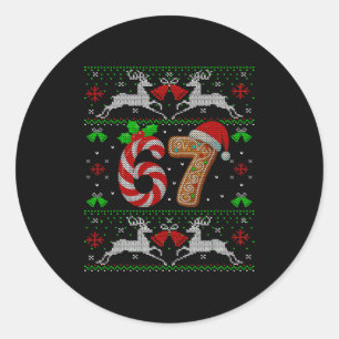 67 Meme Six Seven Funny Ugly Christmas Xmas Sweate Classic Round Sticker