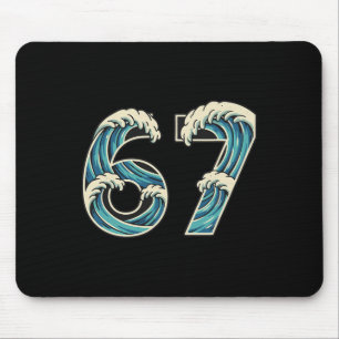 67 Meme Six Seven Gen Alpha Slang Wave Surfing Wat Mouse Pad