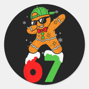 67 Meme Six Seven Gingerbread Funny Christmas Classic Round Sticker