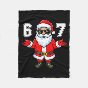 67 Meme Six Seven Number 6 7 6 7 Funny Santa Xmas  Fleece Blanket