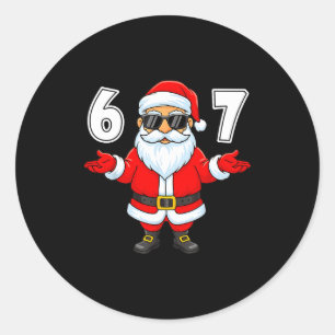 67 Meme Six Seven Number 6 7 Funny Santa Xmas Chri Classic Round Sticker