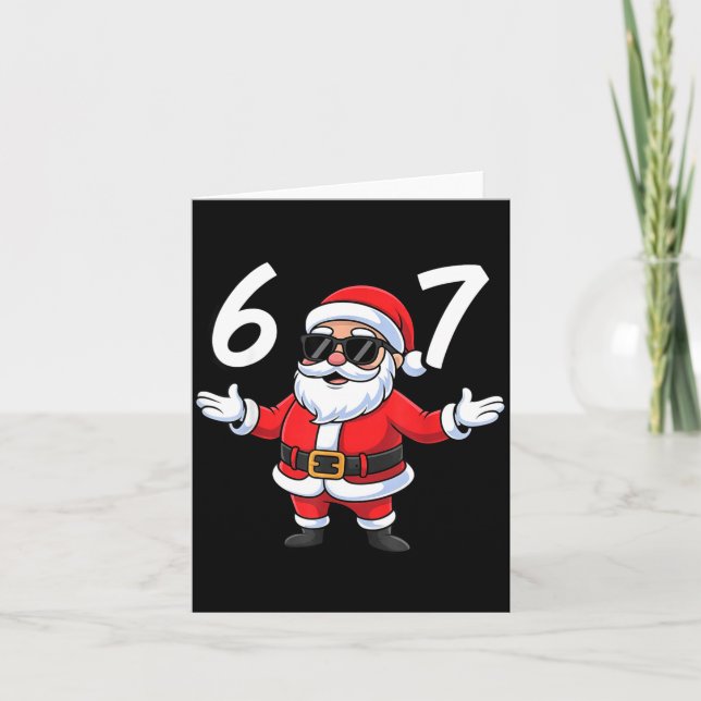 67 Meme Six Seven Number 6 7 Santa Xmas Christmas  Card (Front)