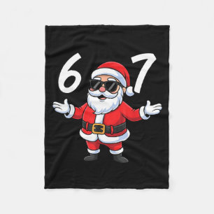 67 Meme Six Seven Number 6 7 Santa Xmas Christmas  Fleece Blanket