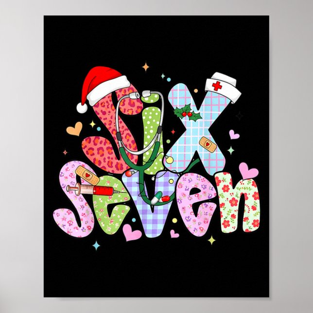 67 Meme Six Seven Nurse Christmas Funny Nursing Wo Poster (Front)