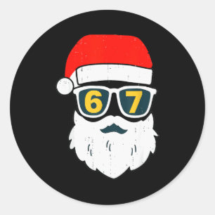67 Meme Six Seven Santa Face Kids Men Boys Girls C Classic Round Sticker