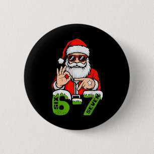 67 Meme Six Seven Santa Funny Christmas Gen Z Alph 6 Cm Round Badge