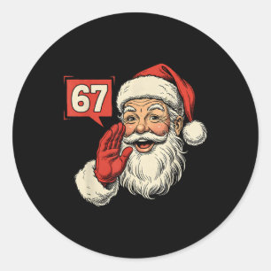 67 Meme Six Seven Santa Funny Christmas Gen Z Alph Classic Round Sticker