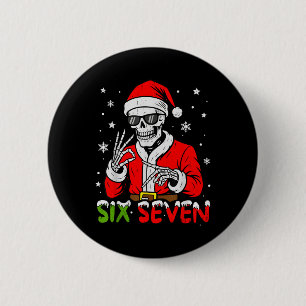 67 Meme Six Seven Skeleton Santa Funny Christmas G 6 Cm Round Badge