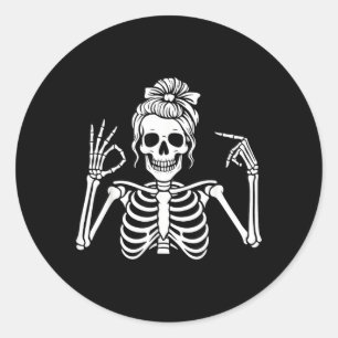 67 Meme Skeleton Hand 6 7 Halloween Six Seven Classic Round Sticker