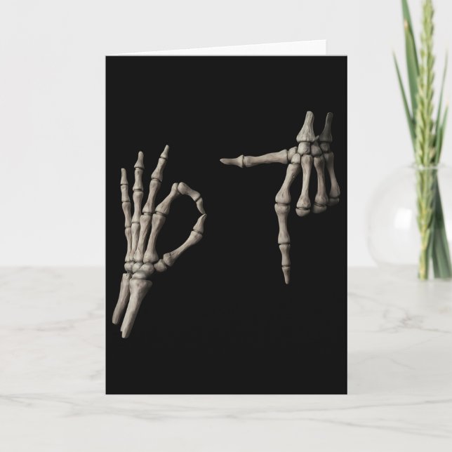 67 Meme Skeleton Hand 6 7 Halloween Six Seven Funn Card (Front)