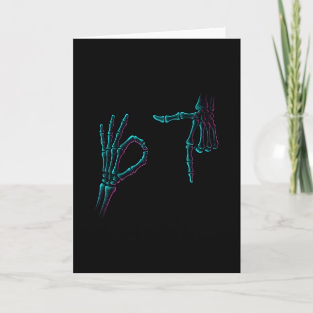 67 Meme Skeleton Hand 6 7 Halloween Six Seven Funn Card (Front)