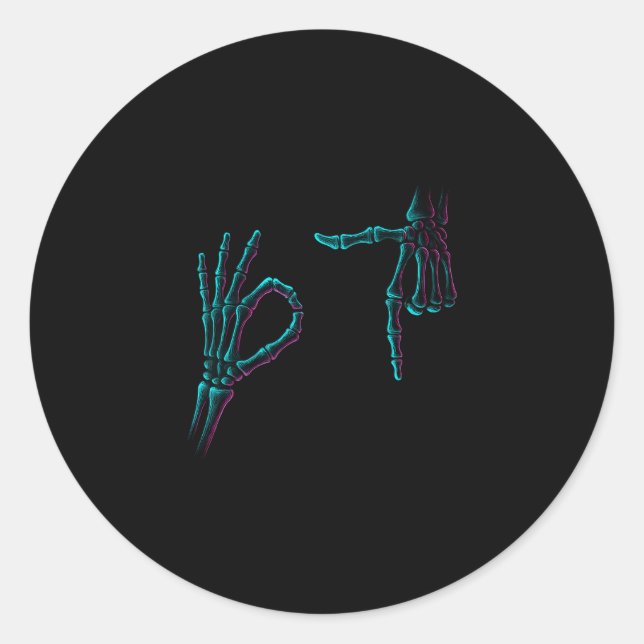 67 Meme Skeleton Hand 6 7 Halloween Six Seven Funn Classic Round Sticker (Front)