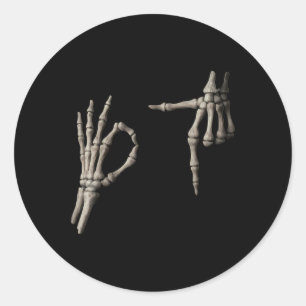 67 Meme Skeleton Hand 6 7 Halloween Six Seven Funn Classic Round Sticker