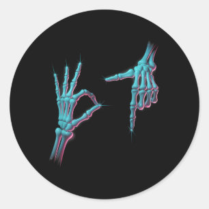 67 Meme Skeleton Hand 6 7 Halloween Six Seven Funn Classic Round Sticker