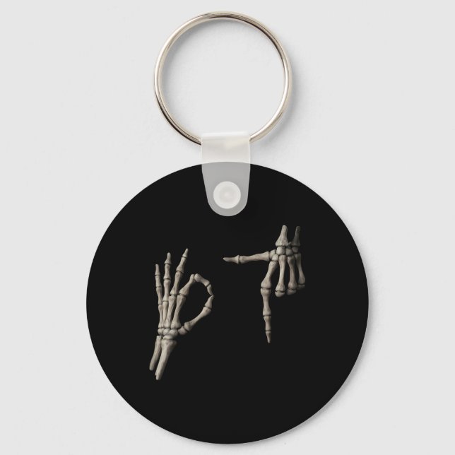 67 Meme Skeleton Hand 6 7 Halloween Six Seven Funn Key Ring (Front)