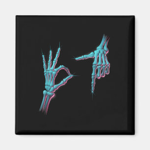 67 Meme Skeleton Hand 6 7 Halloween Six Seven Funn Magnet