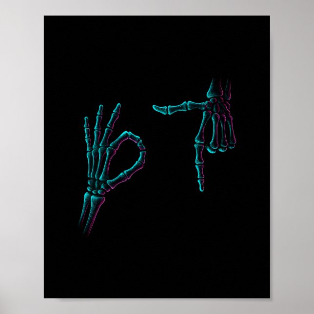 67 Meme Skeleton Hand 6 7 Halloween Six Seven Funn Poster (Front)