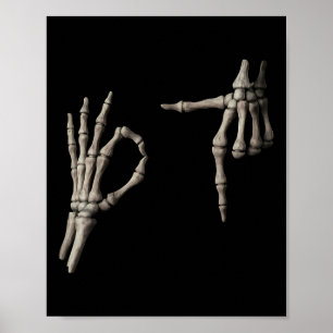 67 Meme Skeleton Hand 6 7 Halloween Six Seven Funn Poster