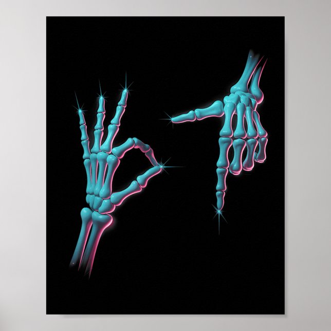 67 Meme Skeleton Hand 6 7 Halloween Six Seven Funn Poster (Front)