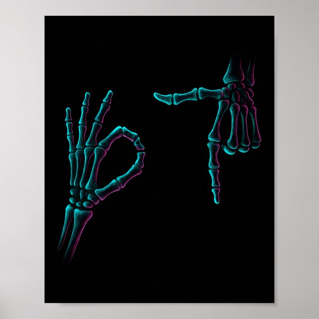 67 Meme Skeleton Hand 6 7 Halloween Six Seven Funn Poster (Front)