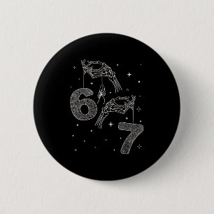 67 Meme Skeleton Hand Funny Halloween Six Seven Te 6 Cm Round Badge