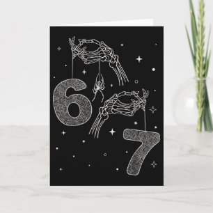 67 Meme Skeleton Hand Funny Halloween Six Seven Te Card