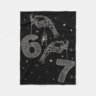 67 Meme Skeleton Hand Funny Halloween Six Seven Te Fleece Blanket