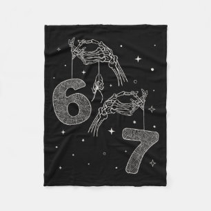 67 Meme Skeleton Hand Funny Halloween Six Seven Te Fleece Blanket