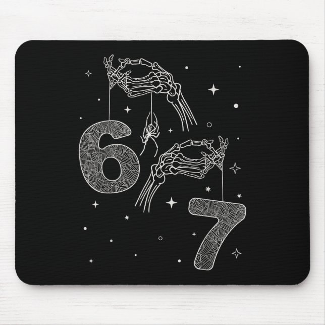 67 Meme Skeleton Hand Funny Halloween Six Seven Te Mouse Pad (Front)