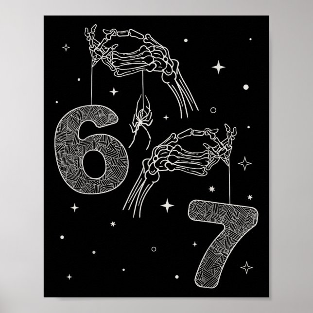 67 Meme Skeleton Hand Funny Halloween Six Seven Te Poster (Front)