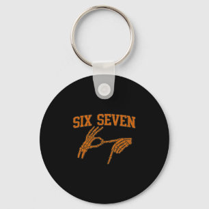 67 Meme Skeleton Hand Halloween Haunted 6 7 Six Se Key Ring