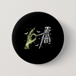 67 Meme Skeleton Zombie Hand 6 7 Halloween Six Sev Cm Round Badge