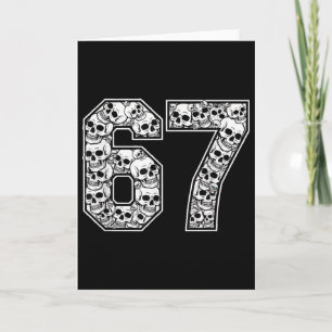 67 Meme Skull Pattern Graphic Halloween Number Art Card