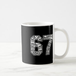67 Meme Skull Pattern Graphic Halloween Number Art Coffee Mug