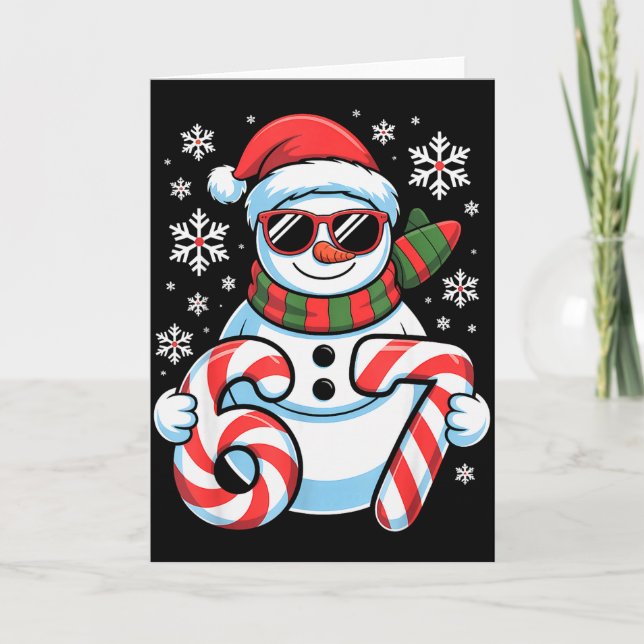 67 Meme Snowman Brainrot Funny Christmas Kids Boys Card (Front)