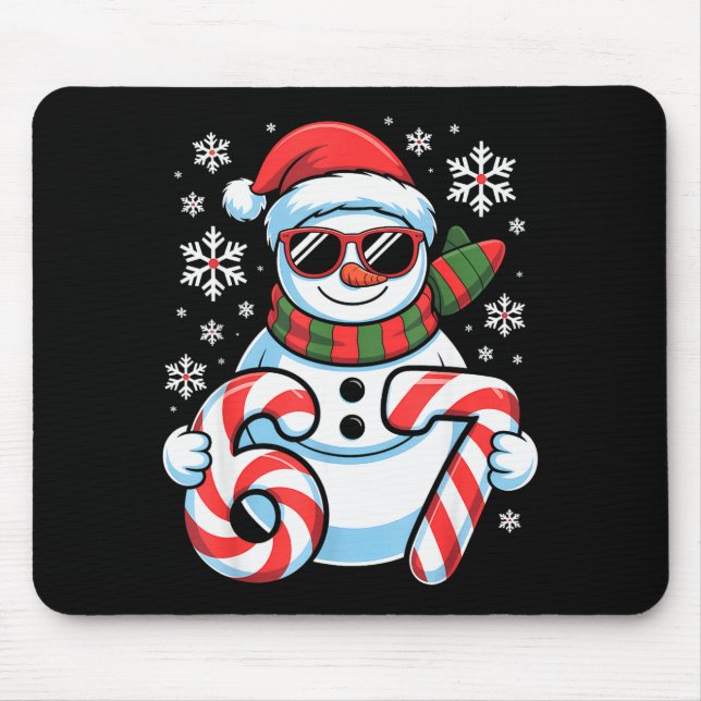 67 Meme Snowman Brainrot Funny Christmas Kids Boys Mouse Pad (Front)