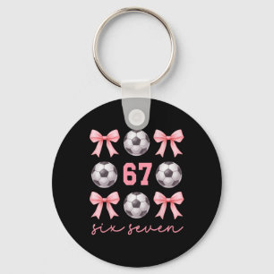 67 Meme Soccer Mom Sister Coquette Bows Pink Girls Key Ring