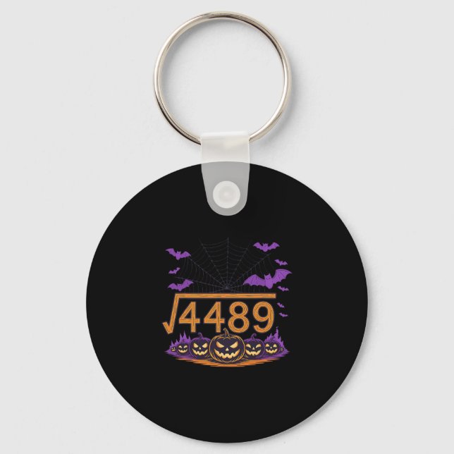 67 Meme Square Root 4489 Slang Math Halloween Cost Key Ring (Front)