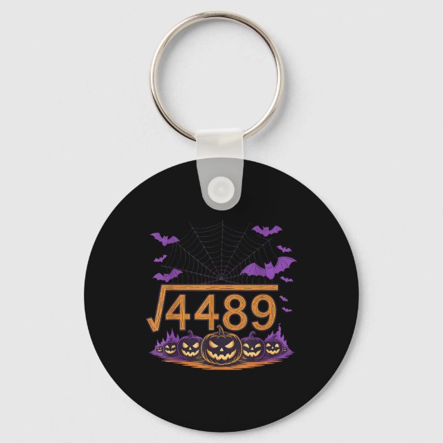 67 Meme Square Root 4489 Slang Math Halloween Cost Key Ring (Front)